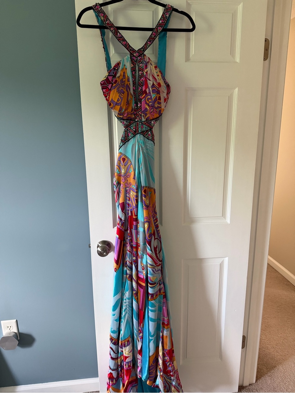 Allure Turquoise, Fuchsia & Yellow Print Maxi Dress
